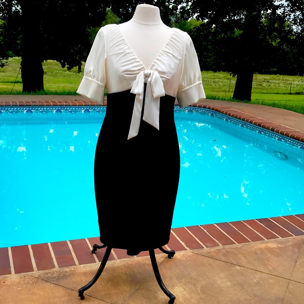 Adrianna Papell Summer, Evening Dress, sz 12, Black and Ivory, lined